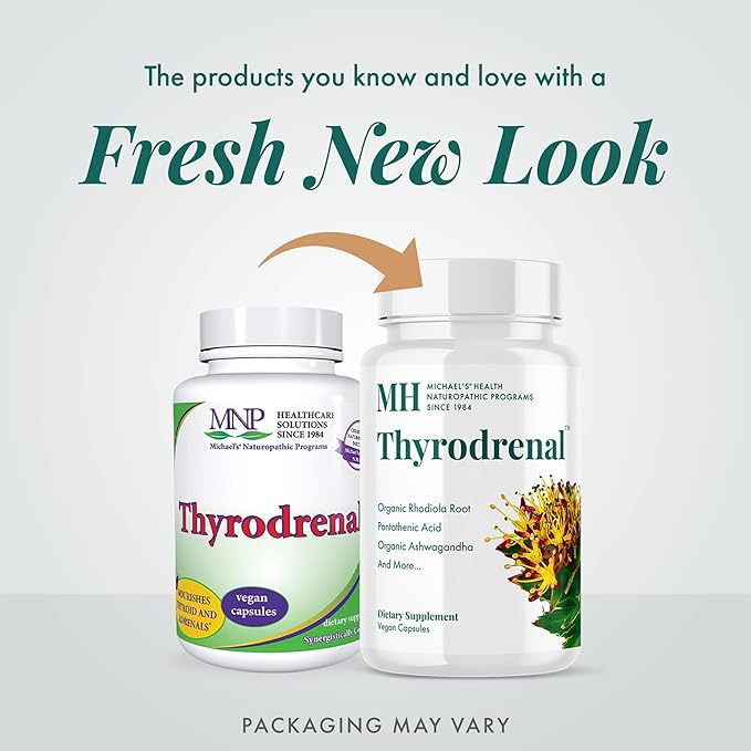 Michael's Health Naturopathic Programs Thyrodrenal - 120 Vegan Capsules - Supports Thyroid &amp Adrenal Health - With Vitamin C - 60 Servings