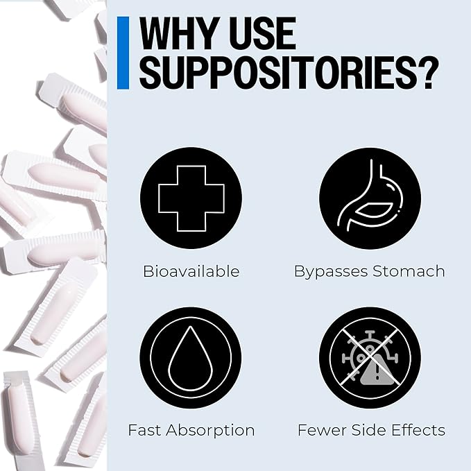 PurO3 Methylene Blue Suppositories – USP Grade Antioxidant Support for Focus Energy Cognition &amp Cellular Health Pure &amp Clean Vegan Formulation Made in The USA 20 Count