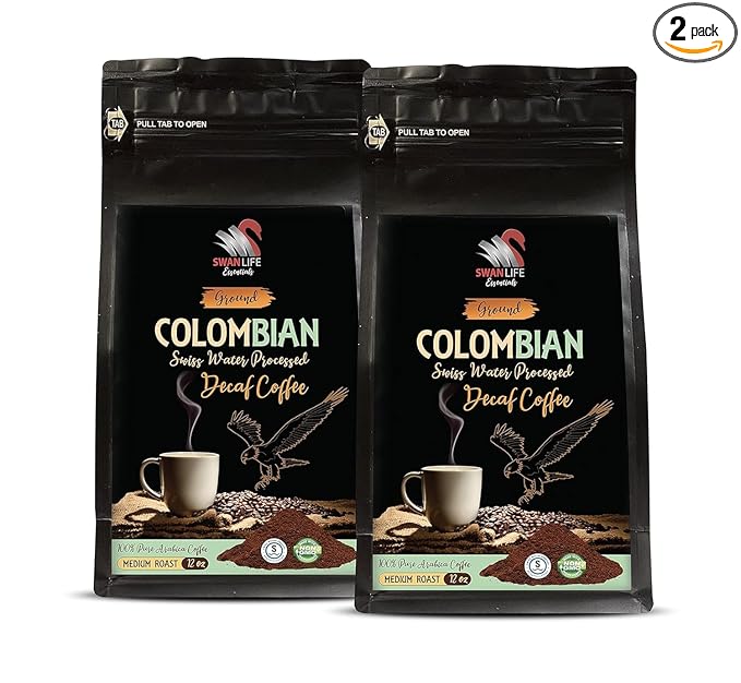 Velvety Coffee Ritual - DECAF COLOMBIAN COFFEE GROUND - Swiss Press Decaf Coffee Fresh Decaf Grounds Balanced Roast Perfection Swiss Water Beans Relaxing Morning Flavor Smooth Decaf Bliss 2 Packs