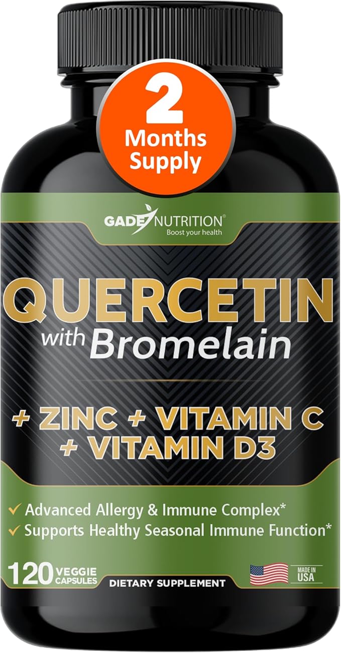 Gade Nutrition Quercetin with Bromelain Vitamin C and Zinc Vitamin D3 | Immune Support Supplement in Capsules | Non-GMO Gluten-Free Vegan | Made in the USA | 2 Month Supply
