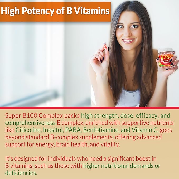 2 Pack Super Vitamin B Complex Gummies - Methylated B Complex for Women &amp Men All B Vitamins Methyl B12 Methylfolate Vitamin C Choline Inositol PABA for Energy Brain &amp Immune 0g Sugar