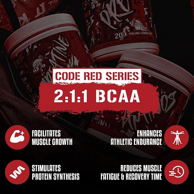 5% Nutrition Code Red Aminos BCAA &amp EAA Post Workout Recovery Powder | Full Spectrum Essential Amino Acid Complex for Men &amp Women (Southern Sweet Tea)