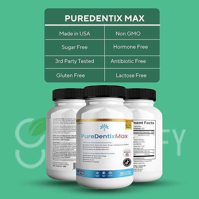 DentimPure Max Extra Strength Probiotic Supplement with 40 Billion CFU – Supports Teeth Gums Ear Nose Throat &amp Digestive Health – 60 Capsules (1)
