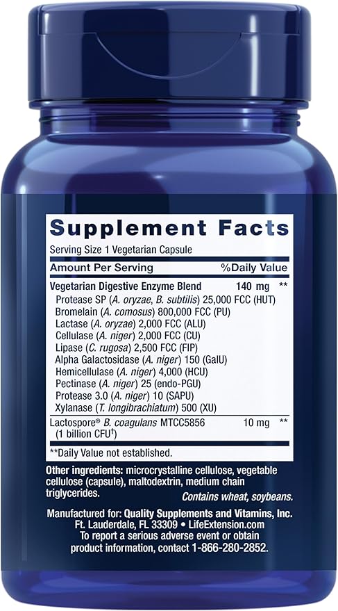 Life Extension Enhanced Super Digestive Enzymes and Probiotics – B. coagulans Probiotic 10 Digestive Enzymes – Supports Digestion Comfort &amp GI Balance – Non-GMO Vegetarian – 60 Capsules