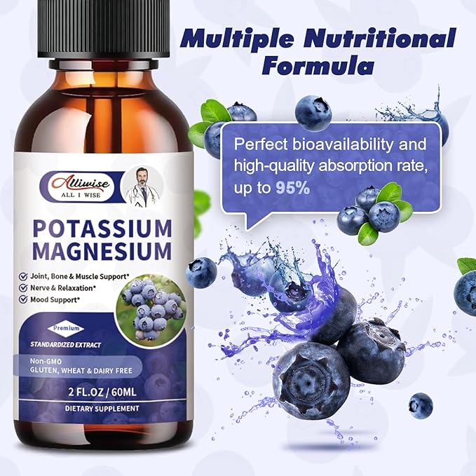 2 Pack Potassium Magnesium Supplement Liquid - High Absorption Calm Magnesium Complex &amp Potassium Plus Calcium Vitamin D3 Zinc for Leg Cramps &amp Bone &amp Energy &amp Immune Support - 4 Fl