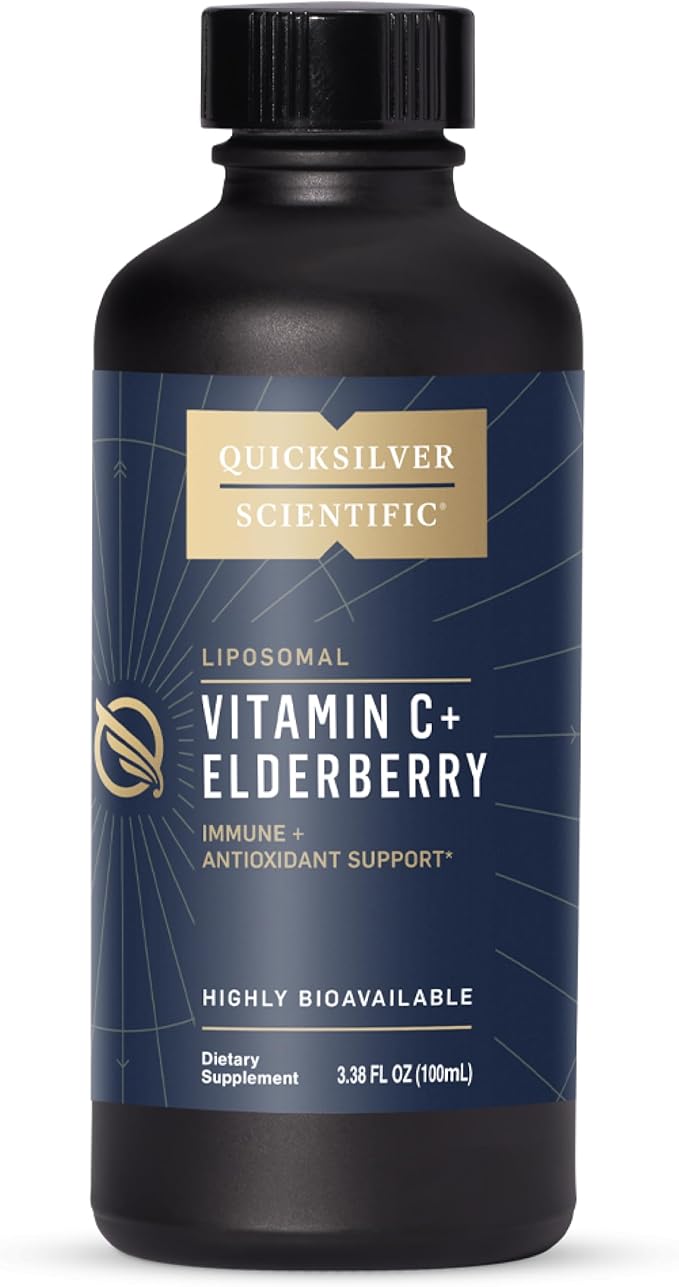 Quicksilver Scientific Liposomal Vitamin C + Elderberry - 1000mg with Superior Absorption Technology &amp Tocotrienols - Antioxidant &amp Immune Support Tonic (100ml) 1 Item