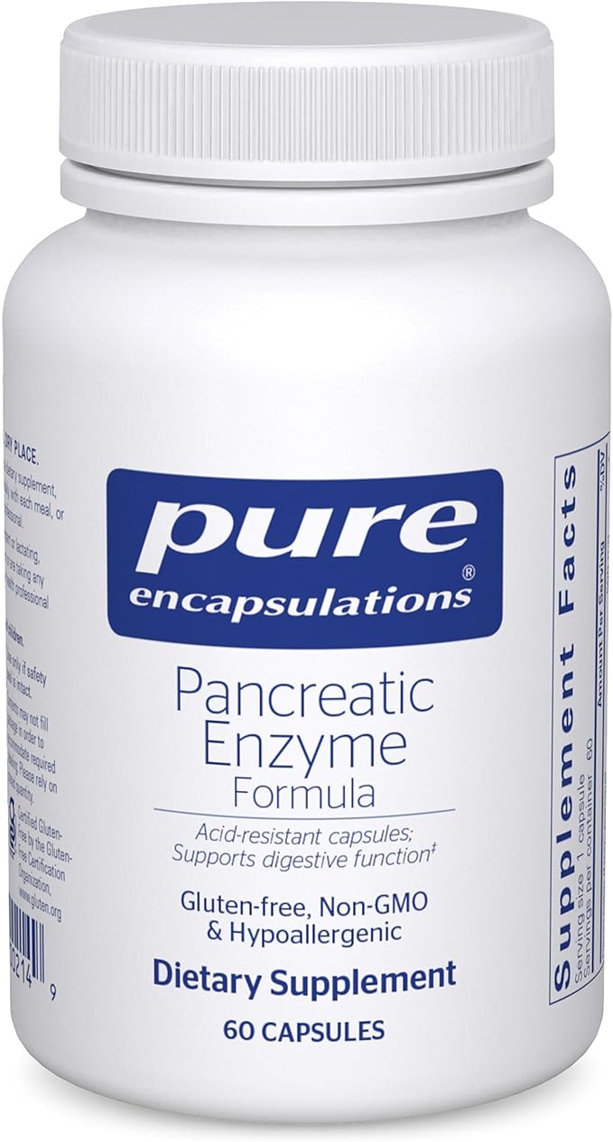 Pure Encapsulations Pancreatic Enzyme Formula - Digestive Enzymes for Digestion - Strengthens Gut Health* - Targeted Delivery Capsules - Gluten Free &amp Non-GMO - 60 Capsules
