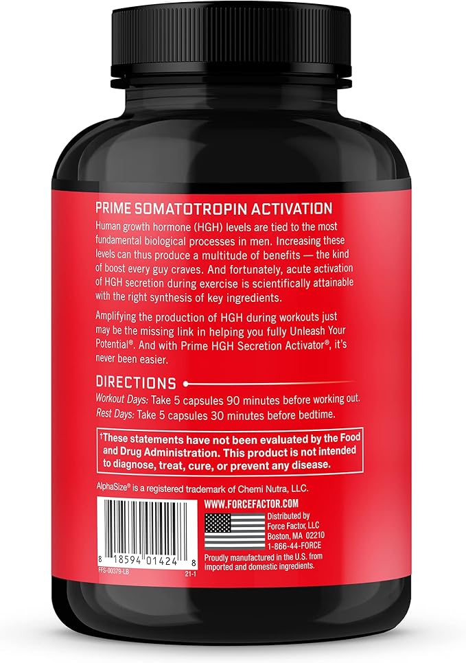 Prime HGH Secretion Activator Supplement for Men with L-Arginine and L-Glutamine to Trigger HGH Production Boost Workout Force and Improve Athletic Performance Force Factor 150 Capsules