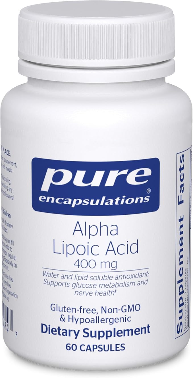 Pure Encapsulations Alpha Lipoic Acid 400 mg | ALA Supplement for Liver Support Antioxidants Nerve and Cardiovascular Health Free Radicals and Carbohydrate Support* | 60 Capsules