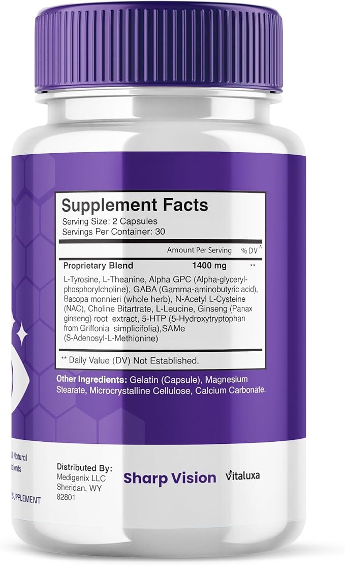 Sharp Vision Capsules SharpVision Supplement Premium Advanced Maximum Strength Formula Sharpe Vision Healthy Eyes Support All-Natural Ingredients Vitamins Pills Sharper Vision Reviews (60 Capsules)