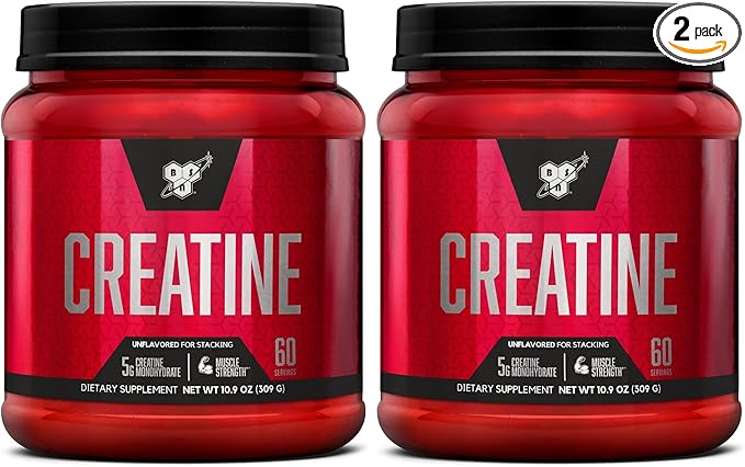 BSN Micronized Creatine Monohydrate Powder Unflavored Creatine Powder Micronized Supports Muscle Building Supports Muscle Strength Gym Supplement 5g per Serving 5000mg per Servings 60 Servings