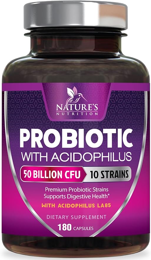 Probiotics 50 Billion CFU per Serving - 10 Strains + Prebiotics - Digestive Health Gut &amp Immune Support - Supports Occasional Constipation Gas &amp Bloating for Women &amp Men Shelf Stable - 1