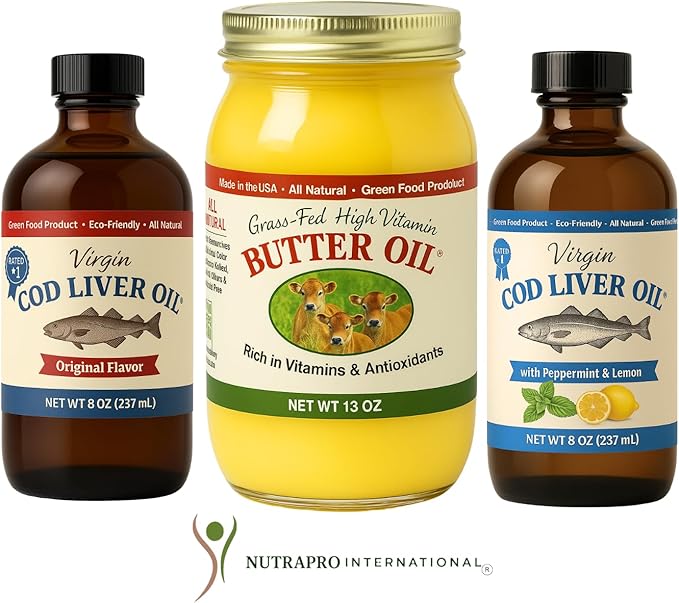 Virgin Cod Liver Oil - 8 Fl oz Natural Wild Caught &amp Fresh Tasting.High in Vitamin D Omega 3 DHA/EPA (Peppermint Flavored)