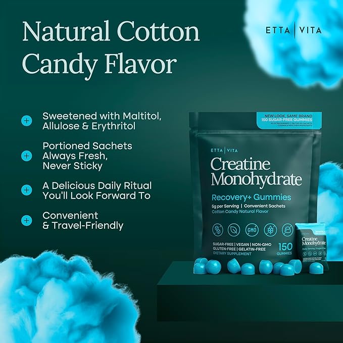 Sugar-Free Creatine Monohydrate Gummies (5g Per Packet) - Potent Creatine Gummies for Men &amp Women Supplement for Muscle Support Cognitive Function - Non-GMO Gluten-Free Mucuna Pruriens