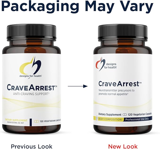 Designs for Health CraveArrest - L-Tyrosine Anti-Craving Support Supplement with 5-HTP B6 Rhodiola B12 - Designed for Serotonin + Dopamine Support (120 Capsules)