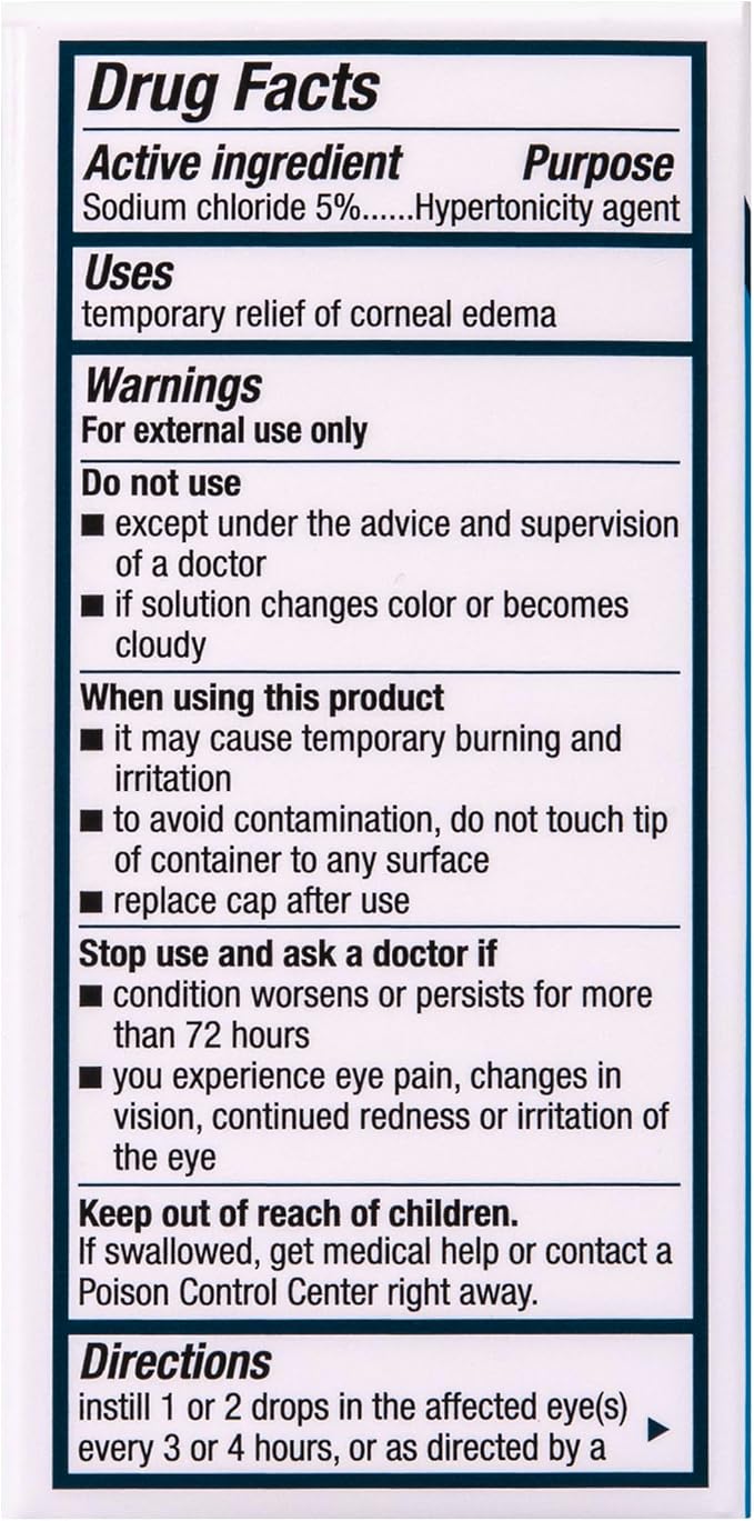 Muro 128 5% Sodium Chloride Hypertonicity Ophthalmic Solution from Bausch + Lomb 0.5 Fl Oz (15 mL) - 3 Pack