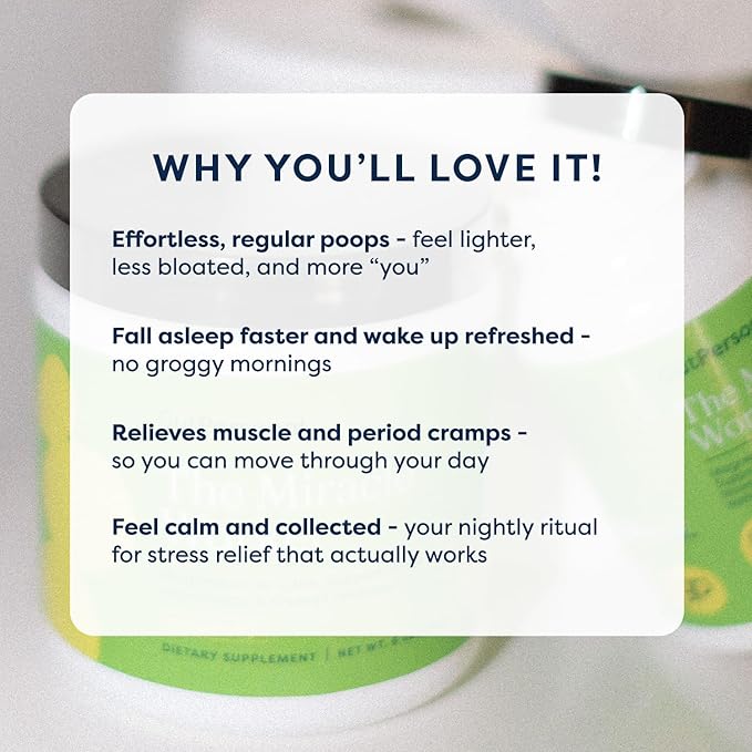 The Miracle Worker Magnesium Glycinate Powder for Sleep - Chelated Magnesium Drink Powder Supplement Helps Reduce Stress &amp Regularity While Easing Muscle Cramps with Strawberry Flavor - 30 Serving