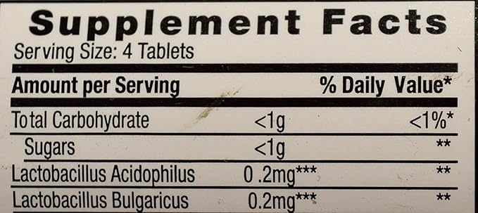 Floranex Probiotic 2 Million CFU Lactobacillus Acidophilus for Colon Digestive Health Generic for Lactinex Shelf Stable No Refrigeration 50 Tablets per Bottle 4-Pack