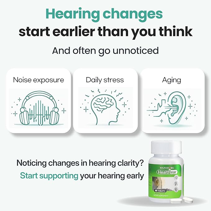 Hearing Support Supplement for Clarity &amp Ear Wellness | Daily Auditory Support with Magnesium B6 &amp Patented Botanical Complex | 60 Tablets