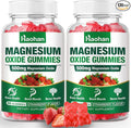 Magnesium Oxide Gummies 500mg - Strawberry Flavor Chewable Supplement for Adults &amp Kids with Nerve &amp Muscle Support - Vegan Non-GMO 120 Count