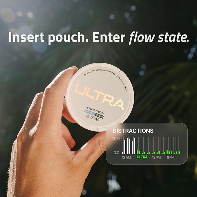 Ultra Focus Nootropic Pouches (Wintergreen 3 Cans) Nicotine-Free Caffeine-Free Enfinity Paraxanthine Vitamin B6 + B12 L-Theanine Alpha-GPC Ginseng Plant-Based Energy Pouches