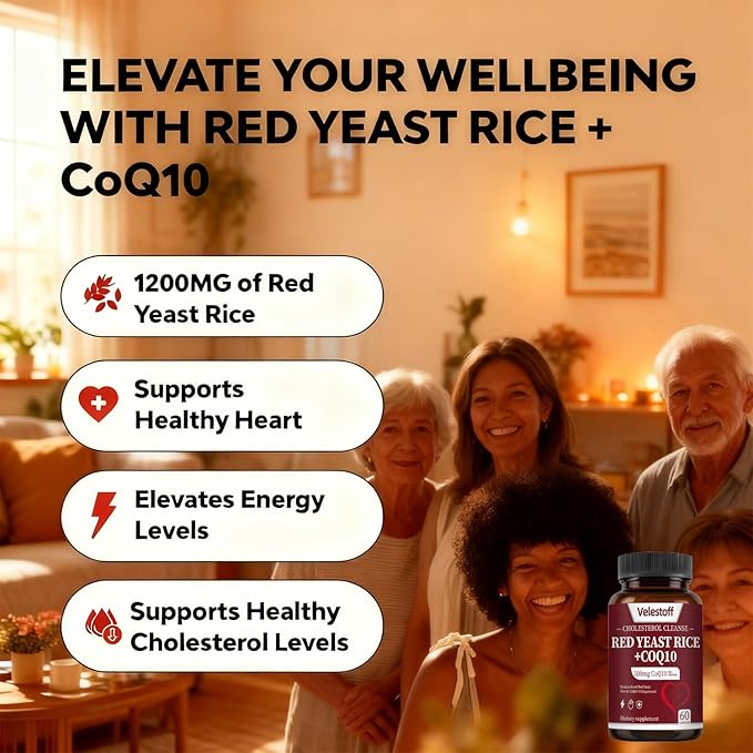 Red Yeast Rice &amp Coq10 Cholesterol Cleanse Red Yeast Rice Cholesterol Support Blend Natural Non-GMO Vegan