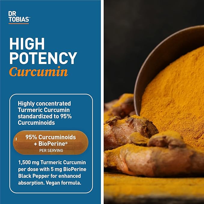Dr. Tobias Omega 3 Fish Oil 2000mg and Turmeric Curcumin 95% Curcuminoids Promotes Overall Health with Antioxidant Support
