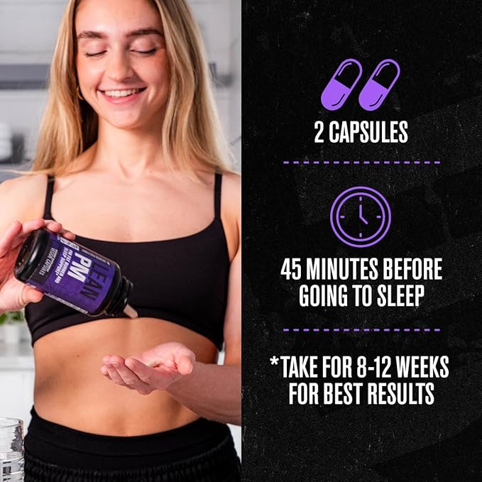 Jacked Factory Lean PM Night Time Fat Burner Sleep Aid Supplement &amp Appetite Suppressant for Men and Women - 180 Stimulant-Free Veggie Weight Loss Diet Pills