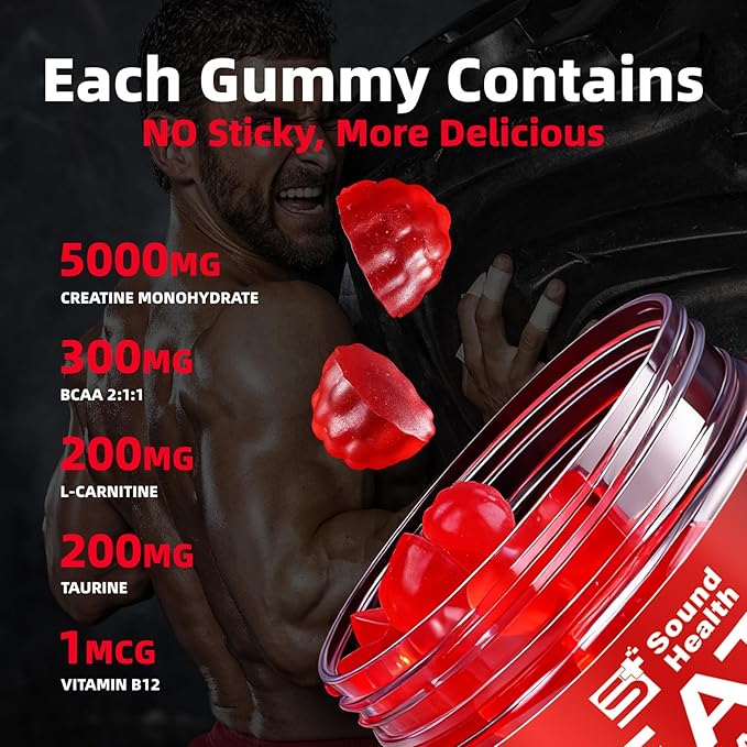 Chewable Creatine Nutritional Supplement Mixed Berry Flavor 120 Count 5g Daily Serving Sugar Free Creatine Gummies for Men and Women