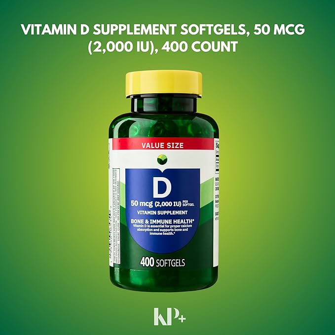 KP+ Vitamin D 50 mcg (2000 IU) | Bone &amp Immune Health | 400 Softgels | Pack of 2