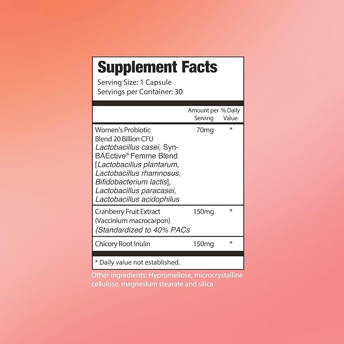 Omax3 Womens Probiotic + Prebiotic Cranberry &amp Chicory Root 20 Billion CFU 6 Clinically Proven Strains Vaginal pH UTI Bloating (Packaging May Vary) | 90 Vege Capsules (3 Boxes)