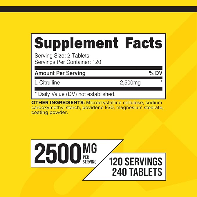 Primaforce L-Citrulline 2500mg 240 Tablets 120 Servings