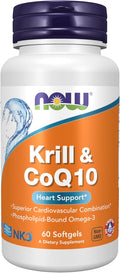 NOW Foods Supplements Krill &amp CoQ10 Phospholipid-Bound Omega-3 Heart Support* 60 Softgels