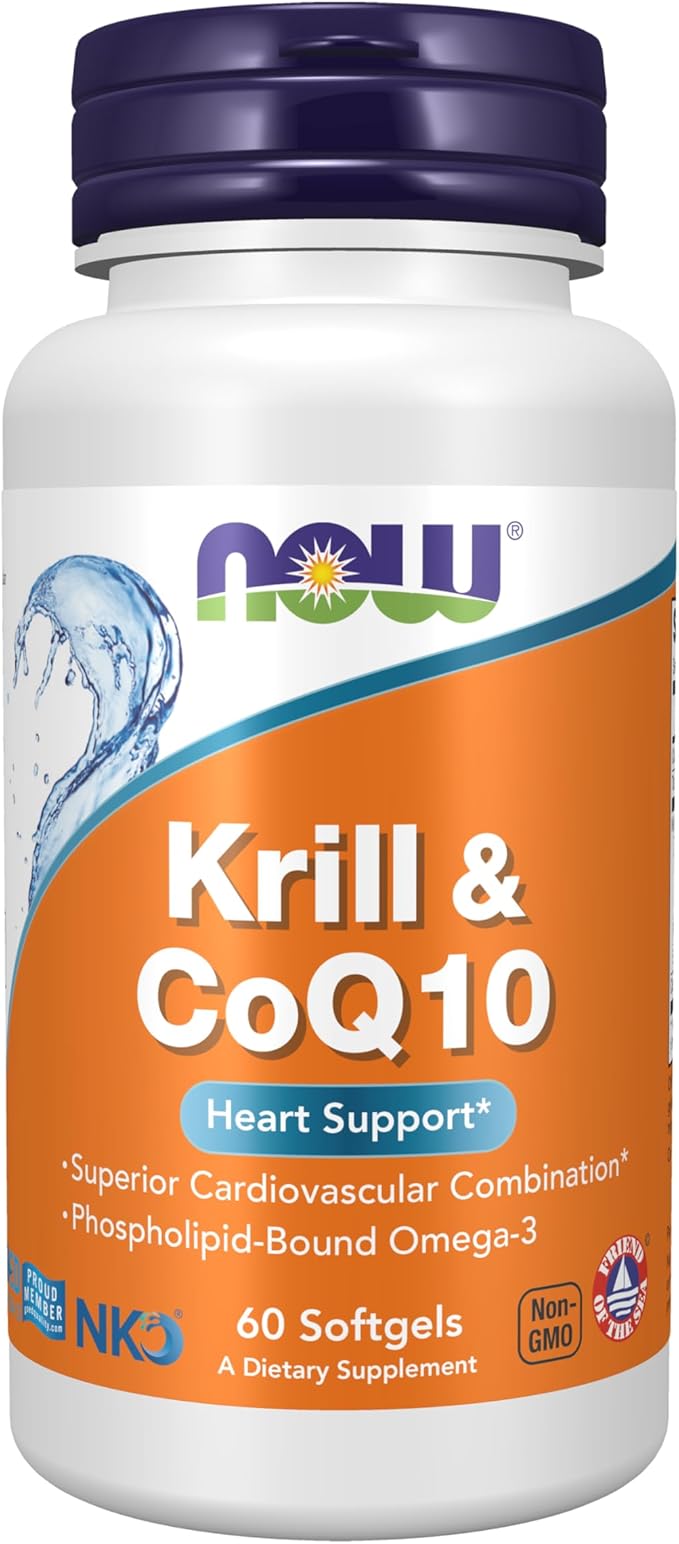 NOW Foods Supplements Krill &amp CoQ10 Phospholipid-Bound Omega-3 Heart Support* 60 Softgels
