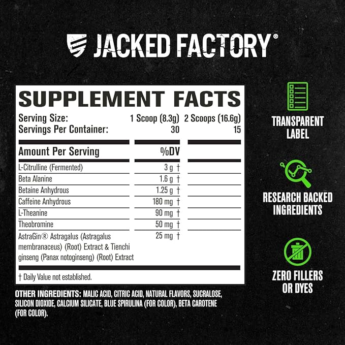 Jacked Factory Nitrosurge Pre-Workout in Green Apple &amp BCAA in Fruit Punch for Muscle Building and Recovery
