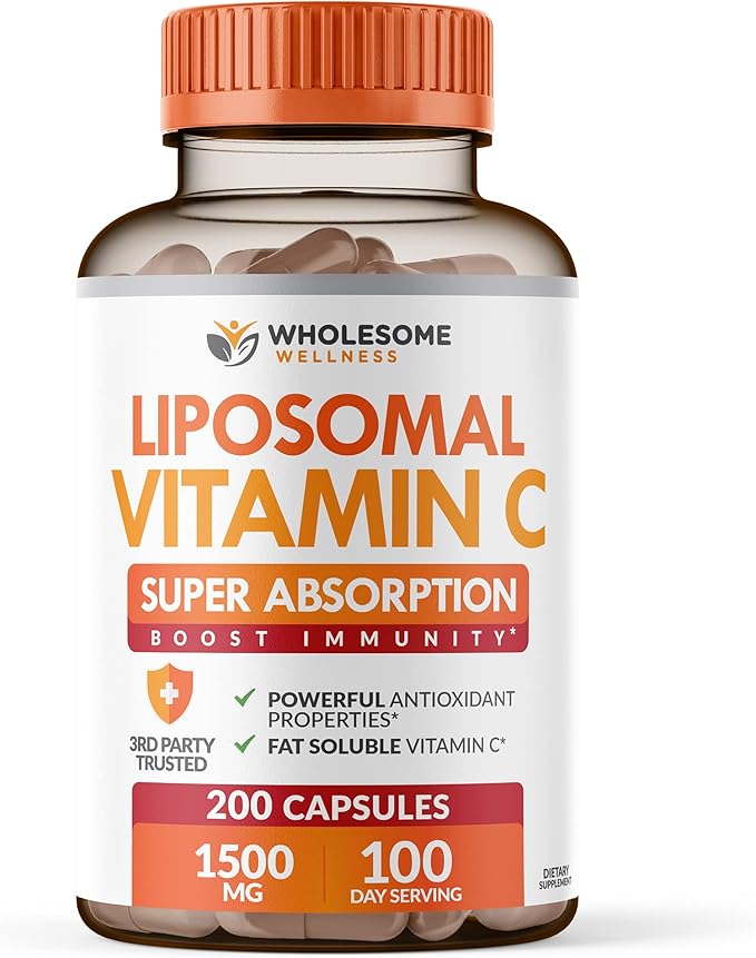 Wholesome Wellness Digestive Enzymes 1000MG Plus Prebiotics &amp Probiotics + Liposomal Vitamin C Capsules (200 Pills 1500mg Buffered) Bundle