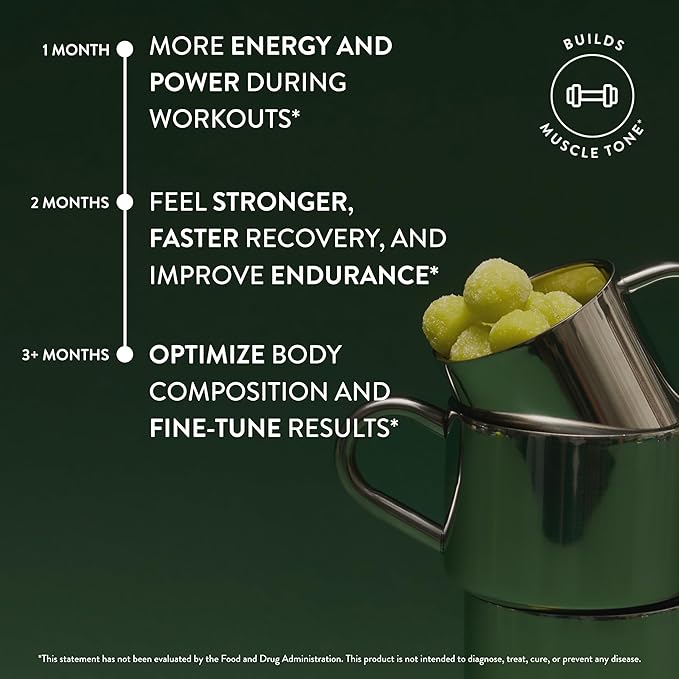 Arrae Tone Gummies – Creatine Monohydrate 5g for Women – Support Lean Muscle Strength &amp Recovery – Hormone-Friendly Muscle Toning Supplement – Sour Green Apple Flavor – 60 Count (Sour Green Apple