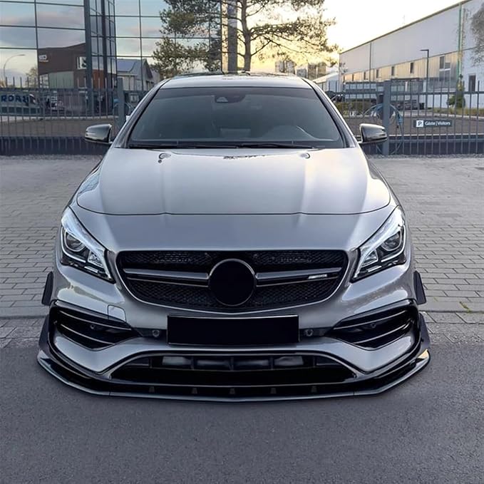 Car Front Bumper Lip Compatible for Mercedes CLA C117 2016-2019 CLA 200 260 45 AMG Spoiler Splitter Body Kits Diffuser(Color:Carbon Look)
