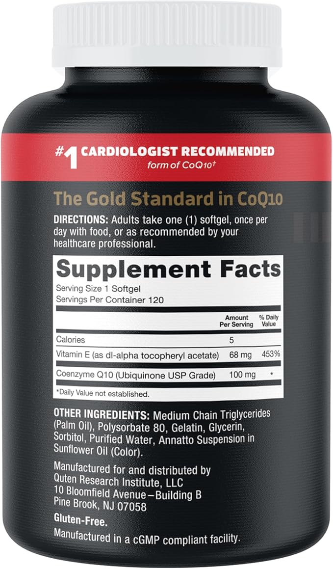 Qunol Ultra CoQ10 100mg 3x Better Absorption Patented Water and Fat Soluble Natural Supplement Form of Coenzyme Q10 Antioxidant for Heart Health 120 Count Softgels