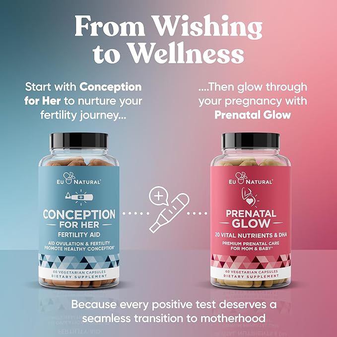 Eu Natural Conception for Her Fertility Supplements for Women - Ovulation Hormonal Balance &amp Regular Cycle Support - Myo-Inositol Folate Shatavari &amp Vitex - 120 Vegetarian Capsules