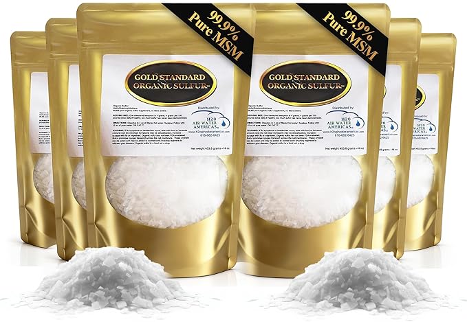 Gold Standard Organic Sulfur Crystals 6lb - 99.9% Pure MSM Crystals - High-Purity MSM Supplement Powder - Large Granular Flakes - 3rd Party Tested for Purity