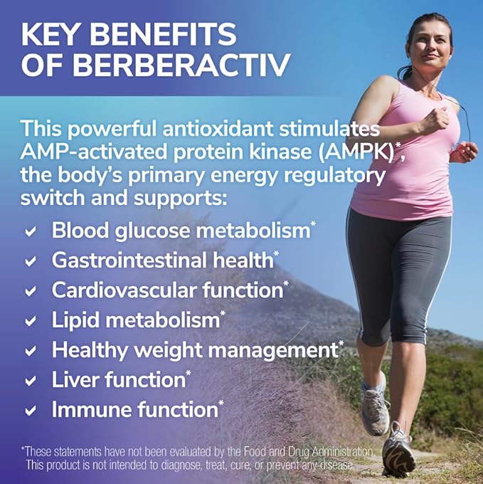 Tesseract Medical Research BerberActiv-QR Berberine Immune Support Supplement Supports Liver Health Hypoallergenic 350mg 90 Vegetarian Capsules