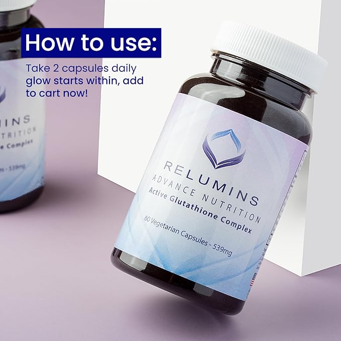 Relumins Advance White Active Glutathione Complex - Max Dose 900mg Glutathione with 6X Boosters ALA &amp NAC - Inner Glow Mother's Day Wellness Anti-Aging Skin Supplement - 60 Caps x 3 Bottles