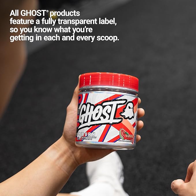GHOST Burn Weight Management Powder Guava Berry (60 Servings) - Metabolism &amp Energy Support Supplement for Men &amp Women - Natural Caffeine L-Carnitine &amp L-Tyrosine - Gluten Soy &amp Sug
