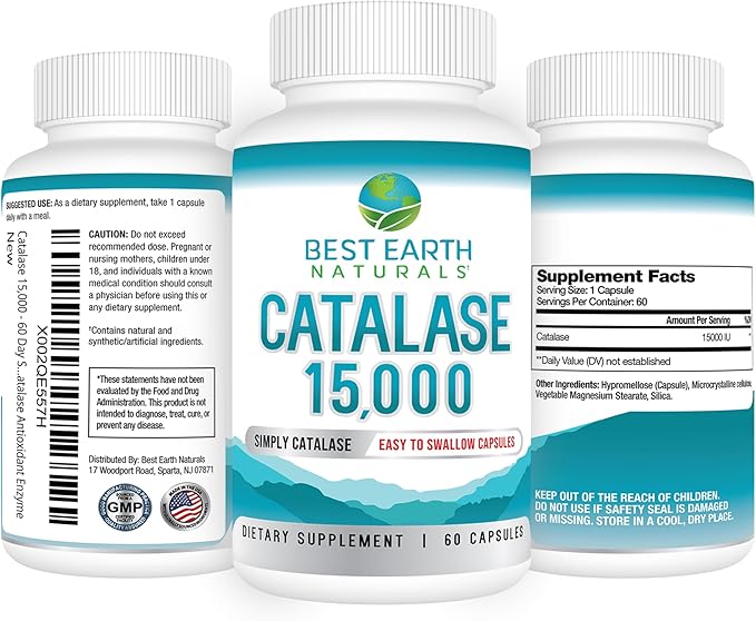 Best Earth Naturals Catalase Supplement 15000 - Hair Supplements for Strong Hair - 60 Capsules (60-Day Supply)