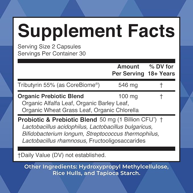 MARYRUTH'S Complete Gut Health+ Capsules | 5 Probiotic Blend | Butyrate | Corebiome® | Vegan Gut Support | Support Gastrointestinal Health &amp Microbiome | 2 Capsules Daily | 30 Servings