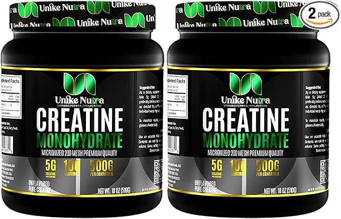 Micronized Creatine Monohydrate Powder - Halal Kosher Vegan Keto-Friendly - 10000mg. 2.2 Pounds. Per Serv (5g) - 200 Servings - Unflavored (Pack of 2)