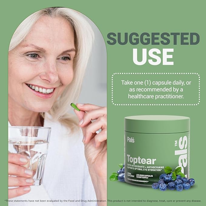 Dry Eye Relief Supplements for Adults with Pure Bilberry Extract Toptear Ultimate Eye Vitamins for Eyesight Dryness Relief Strain Optical Nerve &amp Vision Care Support Vegan Capsules (30 Days) P