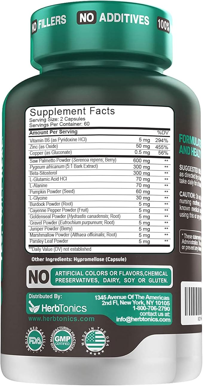 Dual Prostate &amp Hair Support for Men – Saw Palmetto Beta-Sitosterol Pumpkin Seed – Promotes Urinary Health &amp Natural DHT Blocking – 120 Capsules