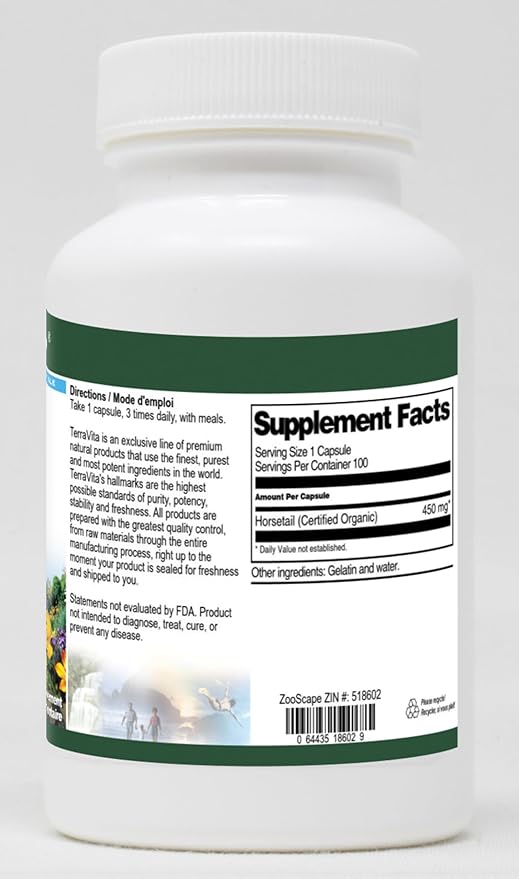 Horsetail (Shavegrass Silica) (Certified Organic) - 450 mg (100 Capsules ZIN: 518602)